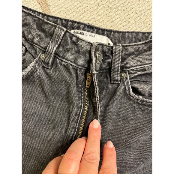 Garage denim street wide leg black distressed jeans, size: 00/23 - Picture 11 of 15